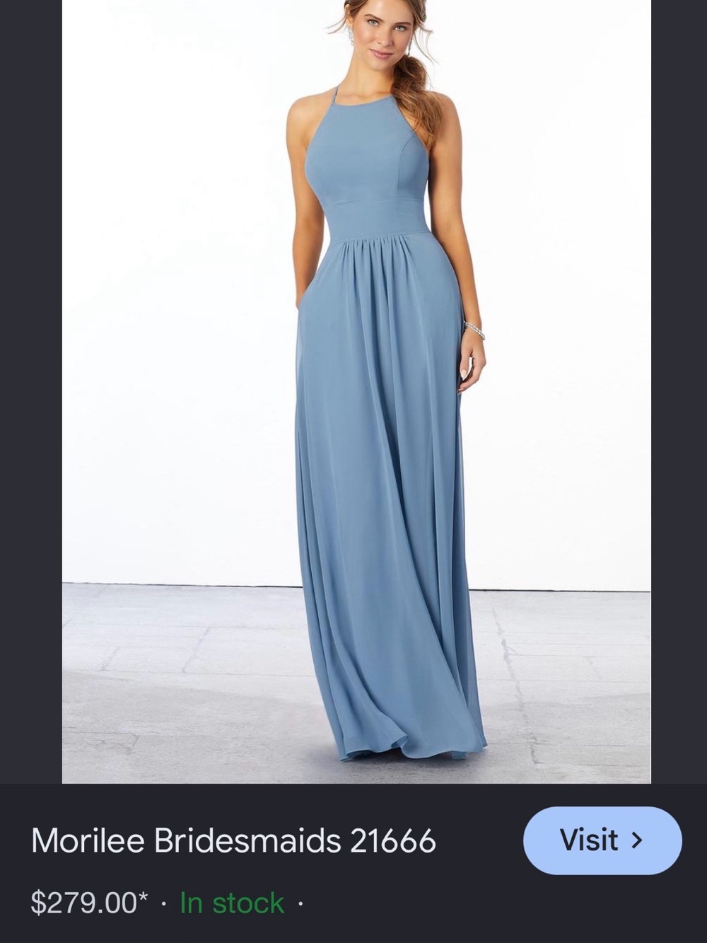 Chiffon Halter Maxi Dress in Slate Blue